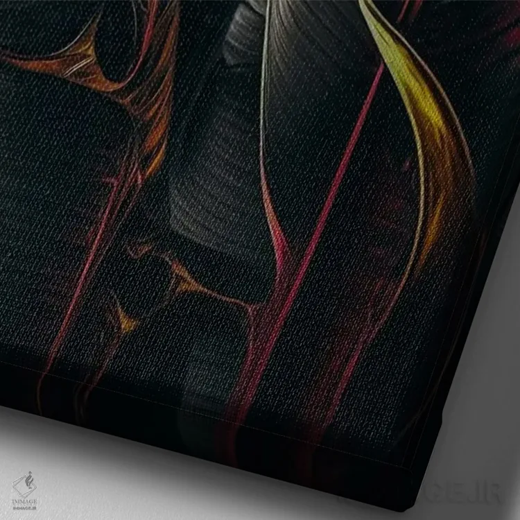 تابلو دکوراتیو برگ های استوایی سیاه اثر ایوجنیا بیدیوک - نمای نزدیک بافت بوم