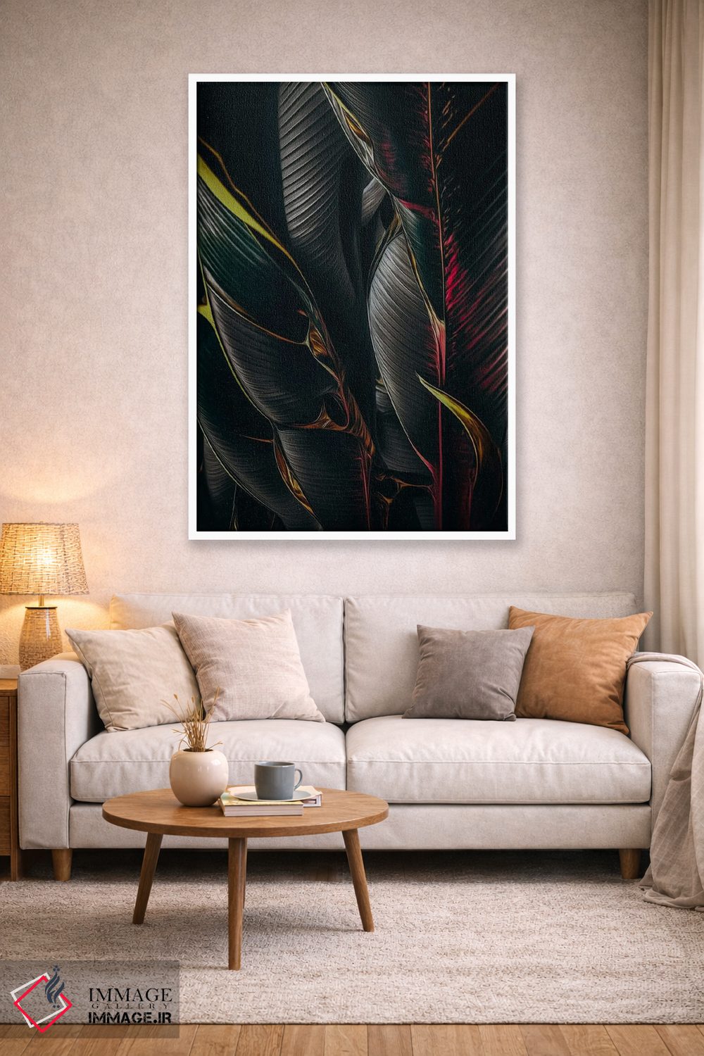 تابلو دکوراتیو برگ های استوایی سیاه اثر ایوجنیا بیدیوک - D1W