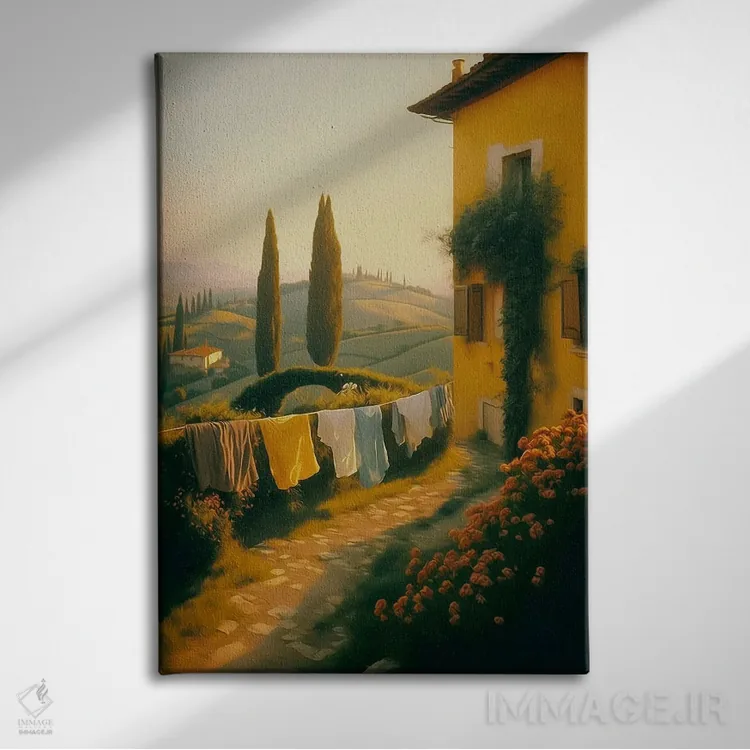 تابلو دکوراتیو روز آفتابی در توسکانی اثر ایوجنیا بیدیوک - نمای روبهرو روی دیوار