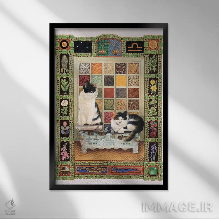 تابلو دکوراتیو برج میزان اثر آیوری کتس - نمای قابدار مشکی