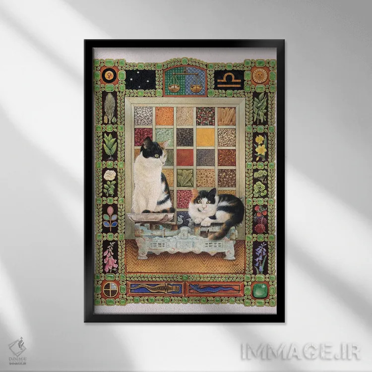 تابلو دکوراتیو برج میزان اثر آیوری کتس - نمای قابدار مشکی