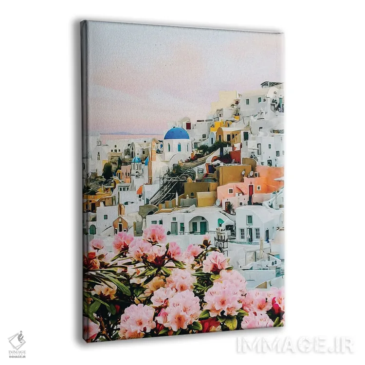 تابلو دکوراتیو آزالیای شکوفا در شهر یونان اثر ایوجنیا بیدیوک - نمای پرسپکتیو محصول