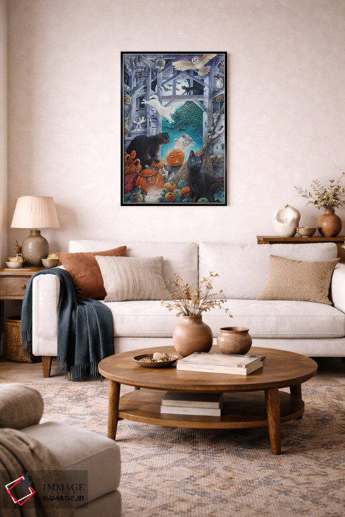 تابلو دکوراتیو هالووین با گربه های لزلی اثر آیوری کتس - D5B