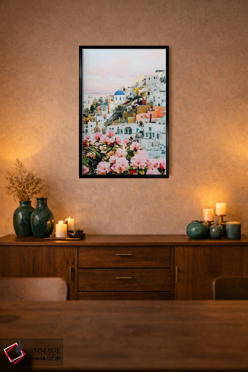 تابلو دکوراتیو آزالیای شکوفا در شهر یونان اثر ایوجنیا بیدیوک - D1B