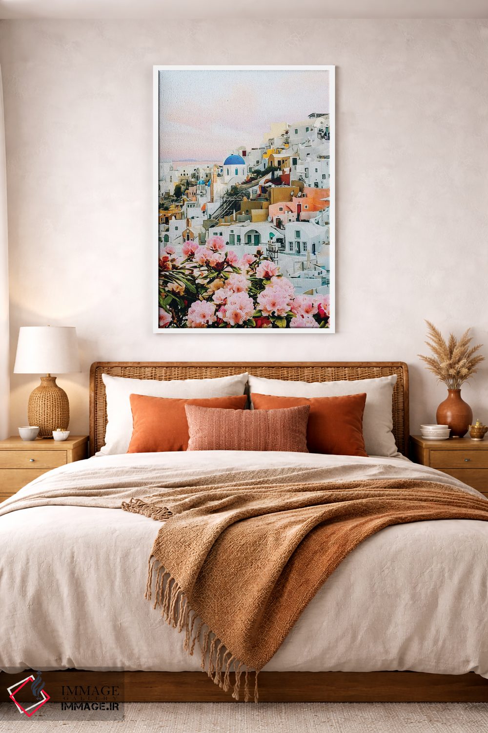 تابلو دکوراتیو آزالیای شکوفا در شهر یونان اثر ایوجنیا بیدیوک - D2W