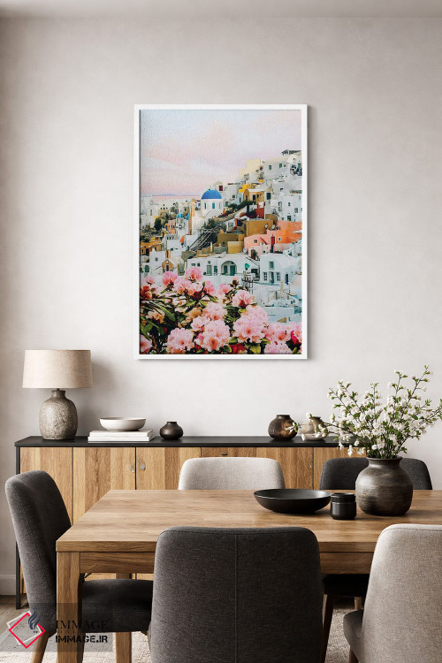 تابلو دکوراتیو آزالیای شکوفا در شهر یونان اثر ایوجنیا بیدیوک - D3W
