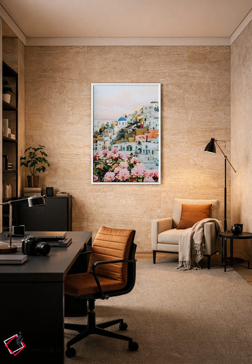 تابلو دکوراتیو آزالیای شکوفا در شهر یونان اثر ایوجنیا بیدیوک - D6W