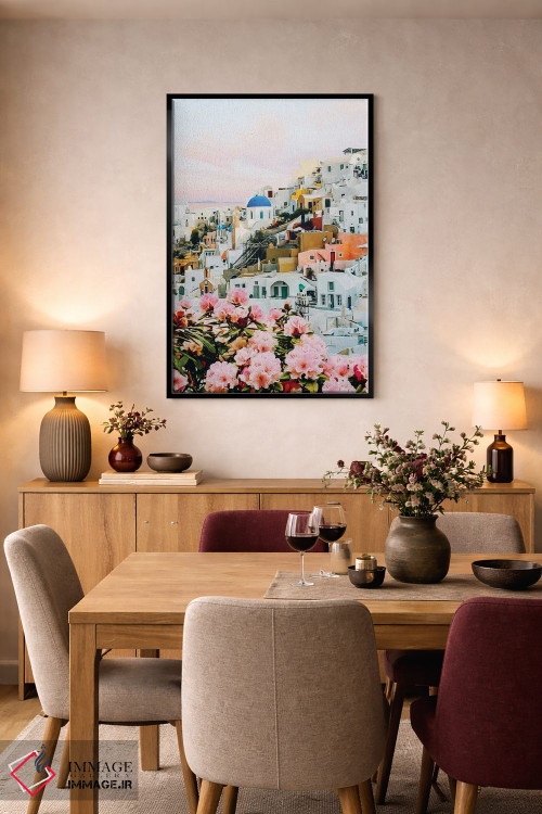 تابلو دکوراتیو آزالیای شکوفا در شهر یونان اثر ایوجنیا بیدیوک - D5B