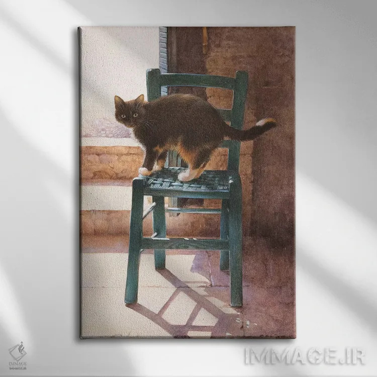 تابلو دکوراتیو ماتلی در یک فضای داخلی مدیترانه ای اثر آیوری کتس - نمای روبهرو روی دیوار