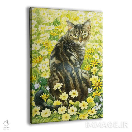 تابلو دکوراتیو اکتوپوسی در میان گل های بهاری اثر آیوری کتس - نمای پرسپکتیو محصول