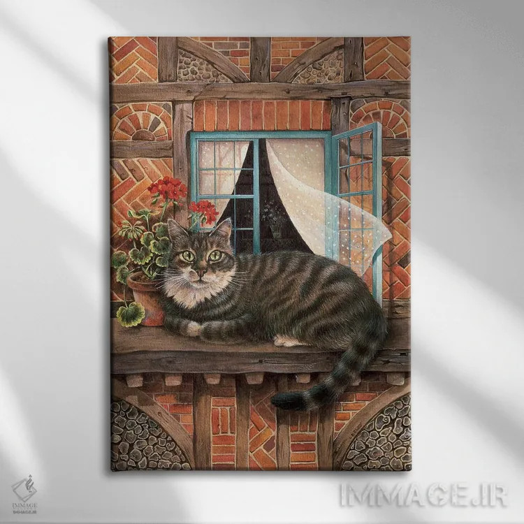 تابلو دکوراتیو مالتیزر کنار پنجره اثر آیوری کتس - نمای روبهرو روی دیوار