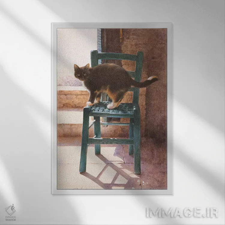 تابلو دکوراتیو ماتلی در یک فضای داخلی مدیترانه ای اثر آیوری کتس - نمای قابدار سفید