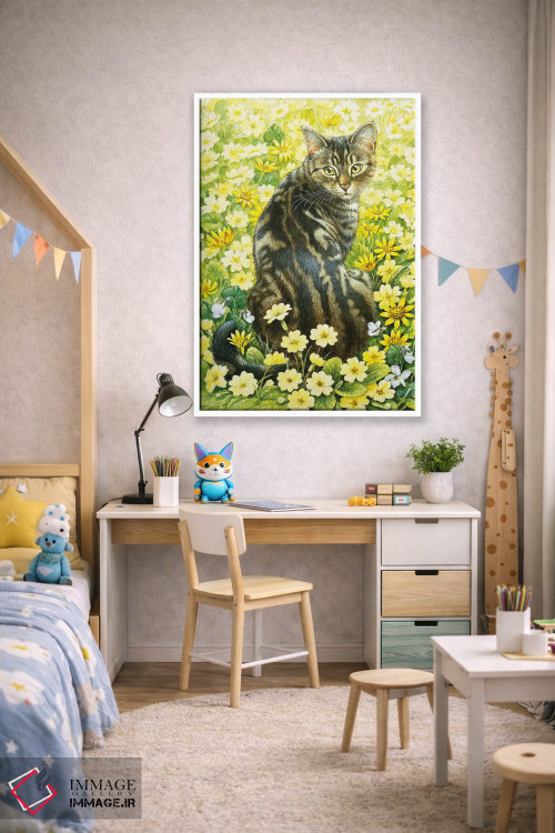 تابلو دکوراتیو اکتوپوسی در میان گل های بهاری اثر آیوری کتس - D1W