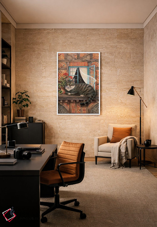 تابلو دکوراتیو مالتیزر کنار پنجره اثر آیوری کتس - D6W