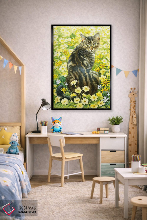 تابلو دکوراتیو اکتوپوسی در میان گل های بهاری اثر آیوری کتس - D2B