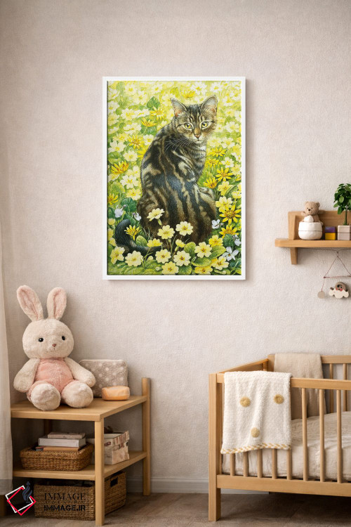 تابلو دکوراتیو اکتوپوسی در میان گل های بهاری اثر آیوری کتس - D3W