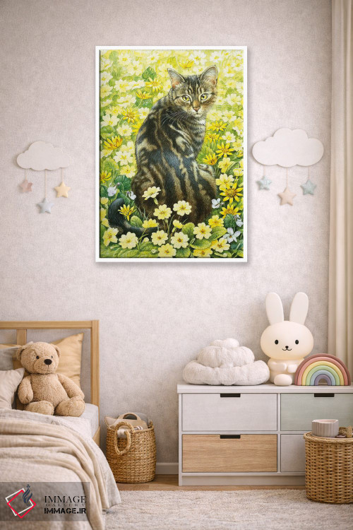 تابلو دکوراتیو اکتوپوسی در میان گل های بهاری اثر آیوری کتس - D4W