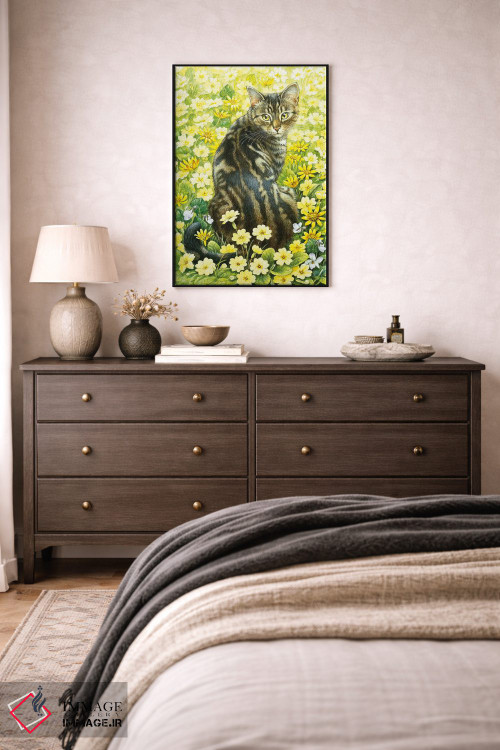 تابلو دکوراتیو اکتوپوسی در میان گل های بهاری اثر آیوری کتس - D5B