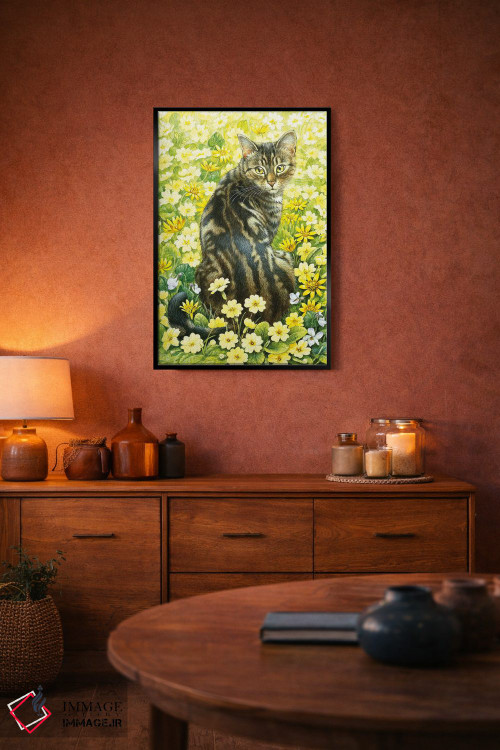 تابلو دکوراتیو اکتوپوسی در میان گل های بهاری اثر آیوری کتس - D6B