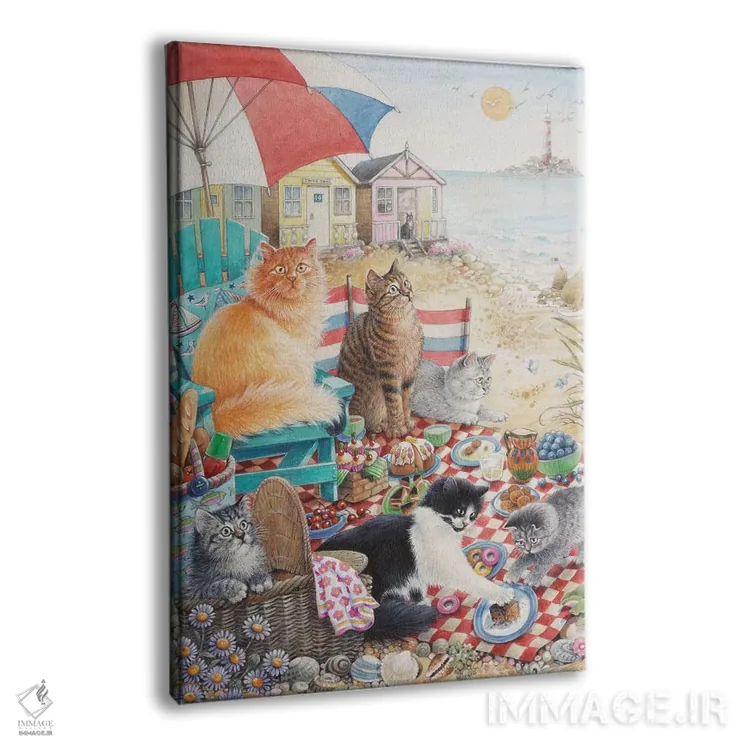 تابلو دکوراتیو پیک نیک تابستانی با دندلیون، زلی و مومو اثر آیوری کتس - نمای پرسپکتیو محصول