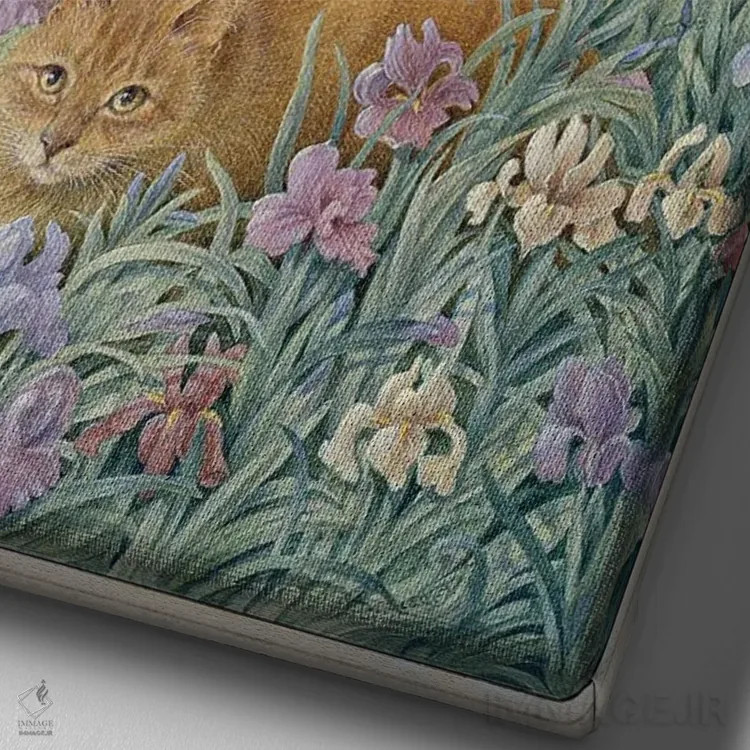 تابلو دکوراتیو شب با دندلیون و آمیولت اثر آیوری کتس - نمای نزدیک بافت بوم