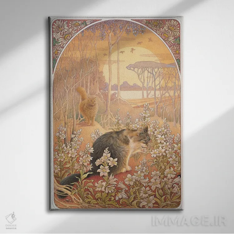 تابلو دکوراتیو سپیده دم با دندلیون و اگنیتا اثر آیوری کتس - نمای روبهرو روی دیوار