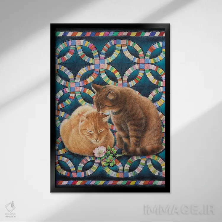 تابلو دکوراتیو روز ولنتاین با اسپایرو و بلاسوم اثر آیوری کتس - نمای قابدار مشکی