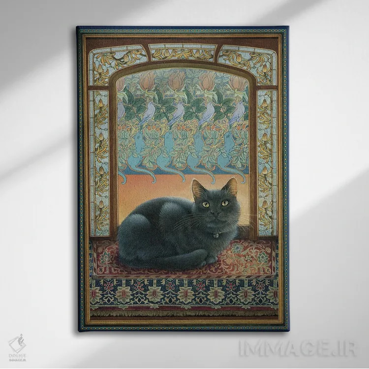 تابلو دکوراتیو آبی در سبک هنری نوو اثر آیوری کتس - نمای روبهرو روی دیوار