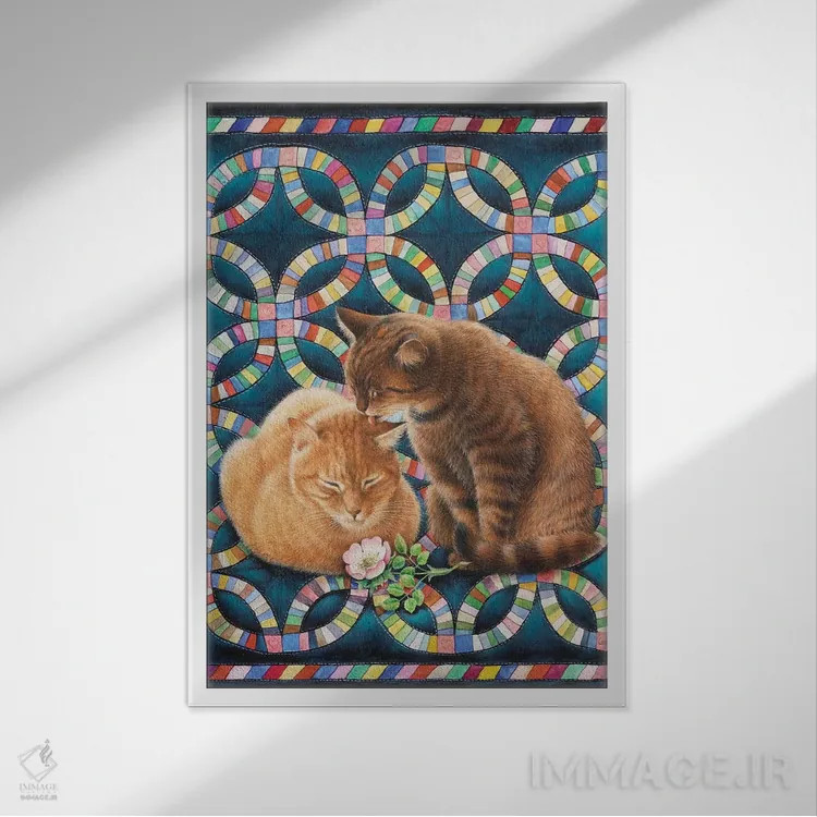 تابلو دکوراتیو روز ولنتاین با اسپایرو و بلاسوم اثر آیوری کتس - نمای قابدار سفید