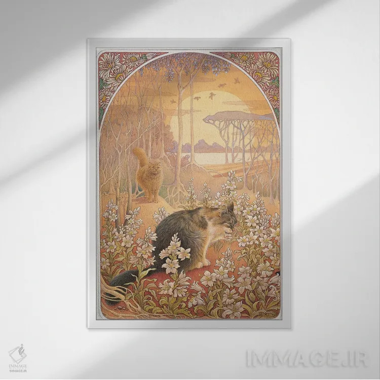 تابلو دکوراتیو سپیده دم با دندلیون و اگنیتا اثر آیوری کتس - نمای قابدار سفید