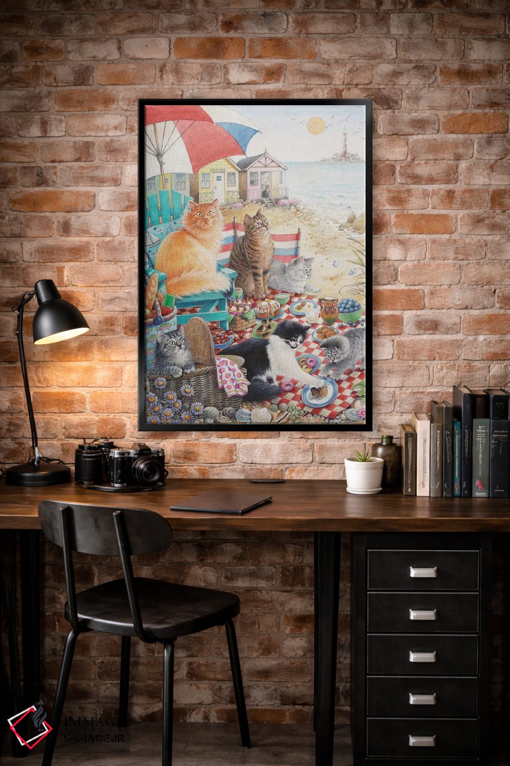 تابلو دکوراتیو پیک نیک تابستانی با دندلیون، زلی و مومو اثر آیوری کتس - D4B