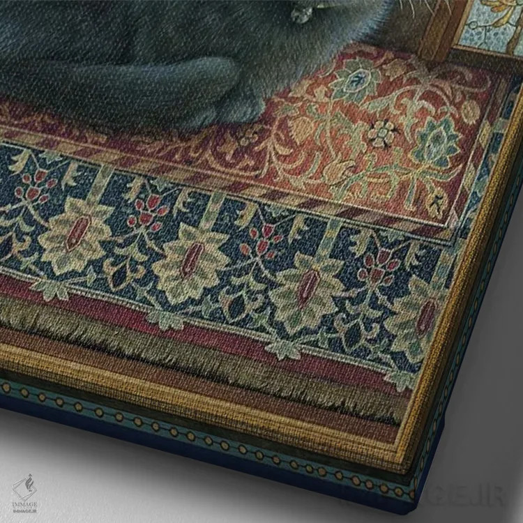 تابلو دکوراتیو آبی در سبک هنری نوو اثر آیوری کتس - نمای نزدیک بافت بوم