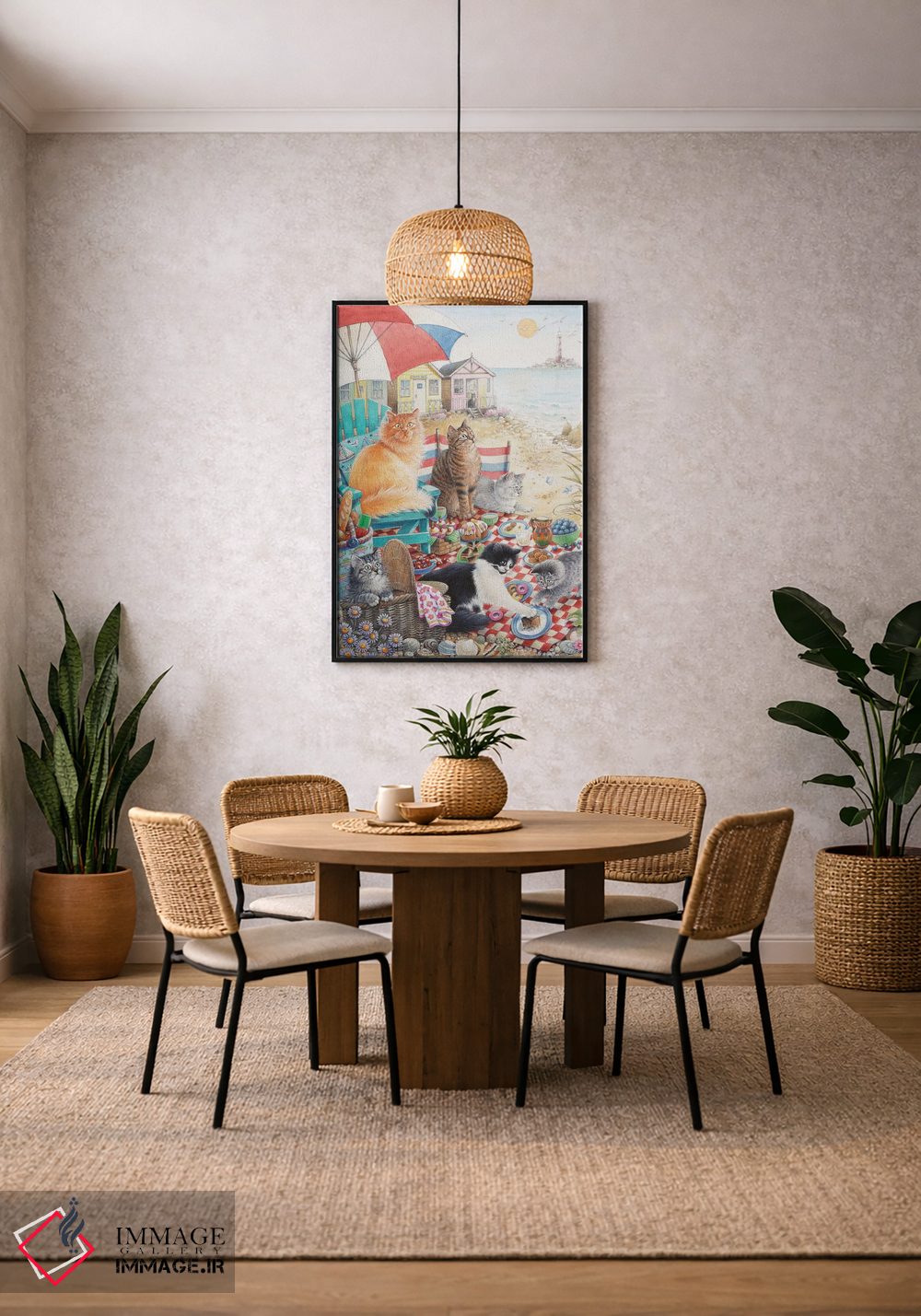 تابلو دکوراتیو پیک نیک تابستانی با دندلیون، زلی و مومو اثر آیوری کتس - D5B