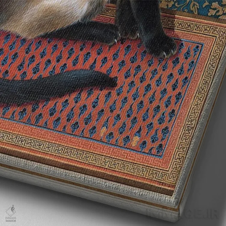 تابلو دکوراتیو فوآن روی فرش چینی اثر آیوری کتس - نمای نزدیک بافت بوم