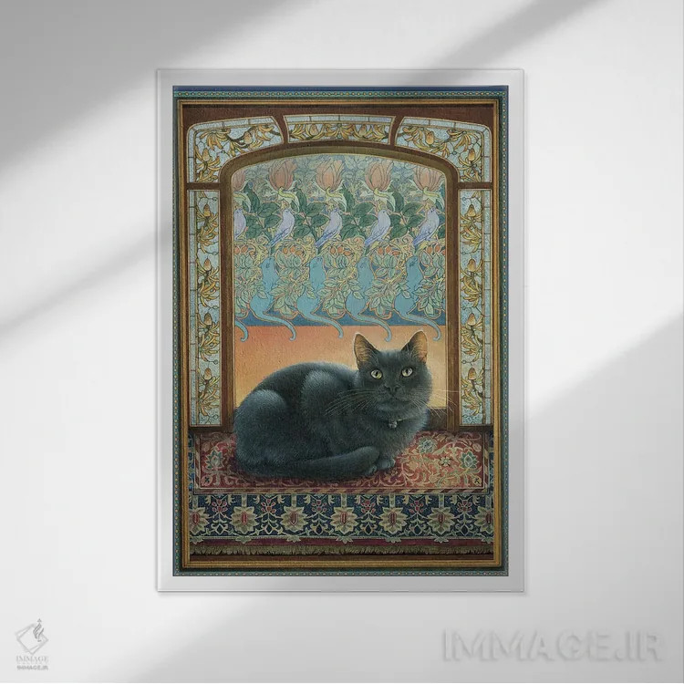 تابلو دکوراتیو آبی در سبک هنری نوو اثر آیوری کتس - نمای قابدار سفید