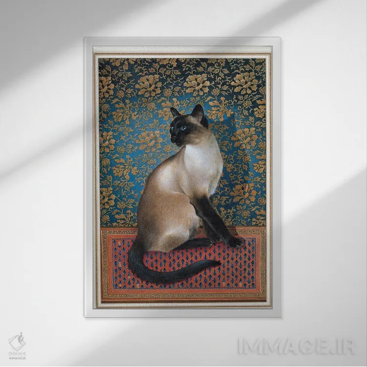 تابلو دکوراتیو فوآن روی فرش چینی اثر آیوری کتس - نمای قابدار سفید