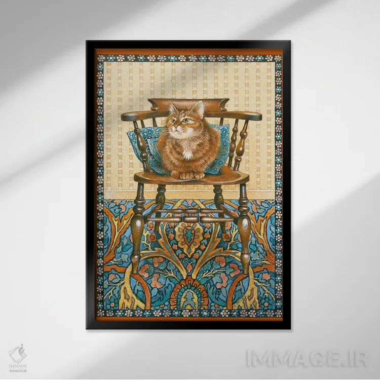 تابلو دکوراتیو بلاسوم روی صندلی پدربزرگ اثر آیوری کتس - نمای قابدار مشکی