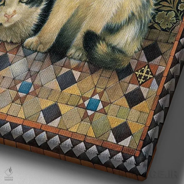 تابلو دکوراتیو گربه های دانا اثر آیوری کتس - نمای نزدیک بافت بوم