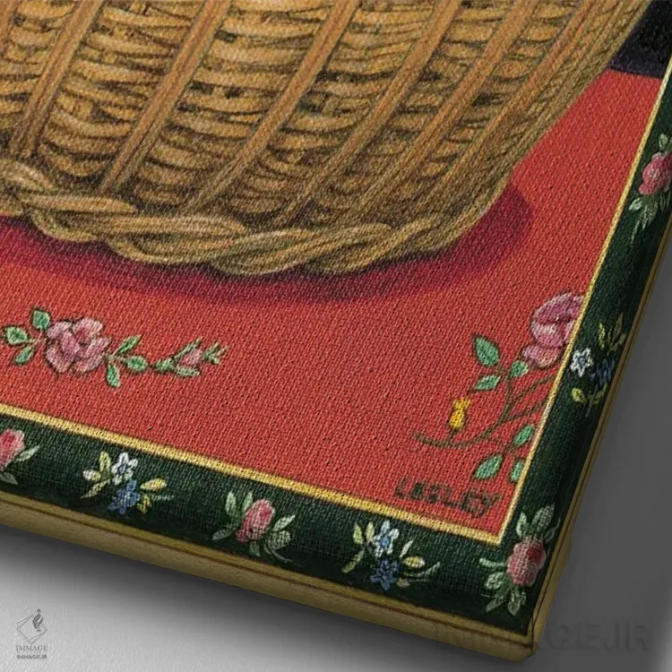 تابلو دکوراتیو بنجی در یک سبد اثر آیوری کتس - نمای نزدیک بافت بوم