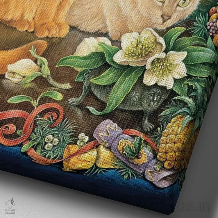 تابلو دکوراتیو Pasha And Pushkin,گربه های جون، پاشا و پوشکین اثر آیوری کتس - نمای نزدیک بافت بوم