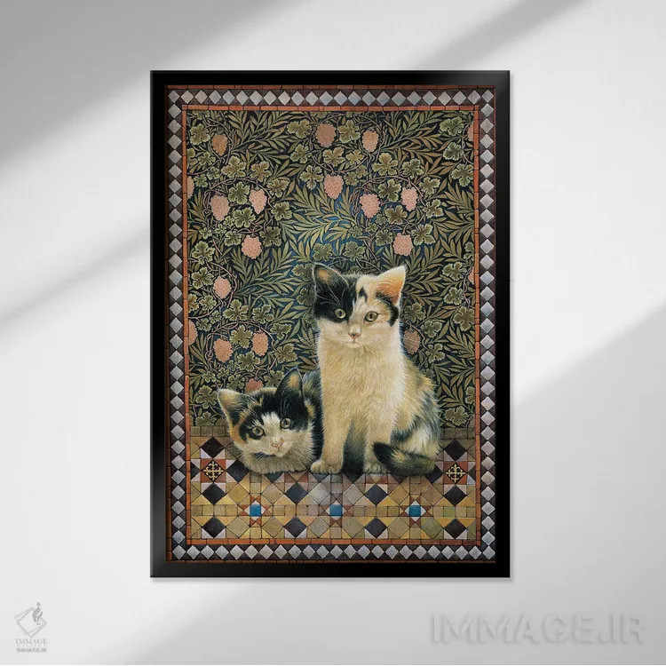 تابلو دکوراتیو گربه های دانا اثر آیوری کتس - نمای قابدار مشکی