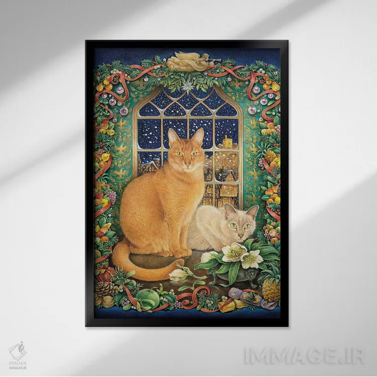تابلو دکوراتیو Pasha And Pushkin,گربه های جون، پاشا و پوشکین اثر آیوری کتس - نمای قابدار مشکی