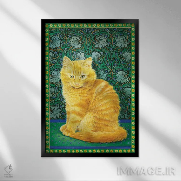 تابلو دکوراتیو دندلیون روی طرح ویلیام موریس اثر آیوری کتس - نمای قابدار مشکی