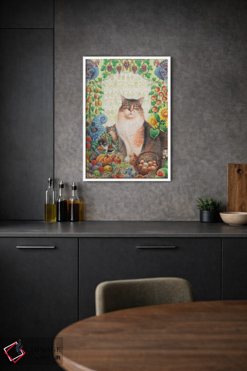 تابلو دکوراتیو شکرگزاری با اگنیتا و بچه گربه هایش اثر آیوری کتس - D1W