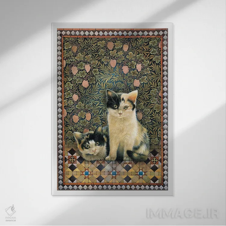 تابلو دکوراتیو گربه های دانا اثر آیوری کتس - نمای قابدار سفید