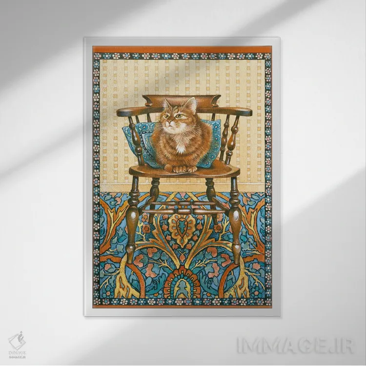 تابلو دکوراتیو بلاسوم روی صندلی پدربزرگ اثر آیوری کتس - نمای قابدار سفید