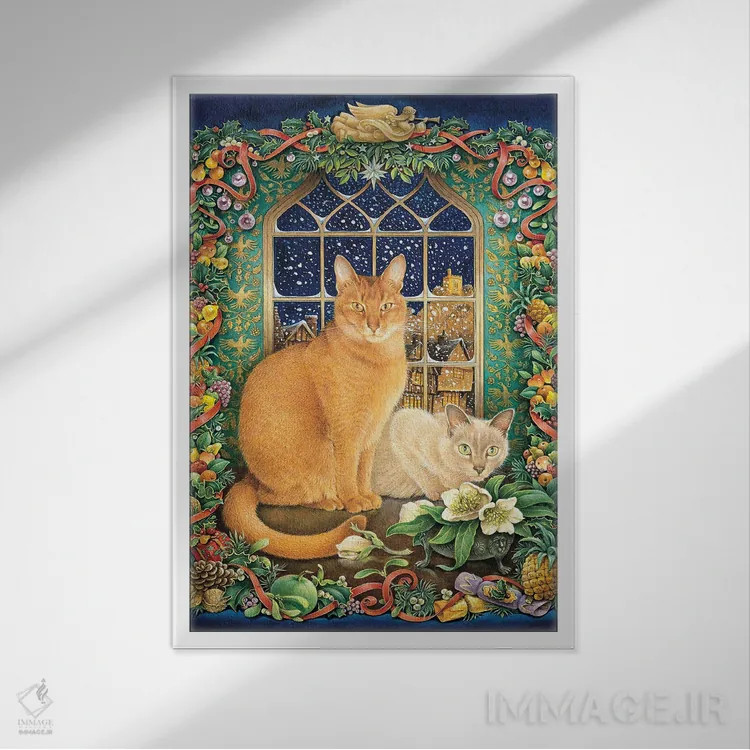 تابلو دکوراتیو Pasha And Pushkin,گربه های جون، پاشا و پوشکین اثر آیوری کتس - نمای قابدار سفید