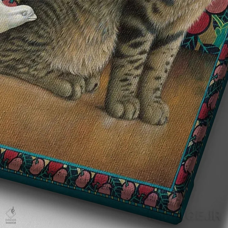 تابلو دکوراتیو ماپت و کبوتر دکو اثر آیوری کتس - نمای نزدیک بافت بوم