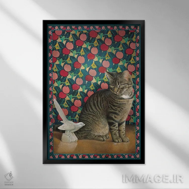 تابلو دکوراتیو ماپت و کبوتر دکو اثر آیوری کتس - نمای قابدار مشکی