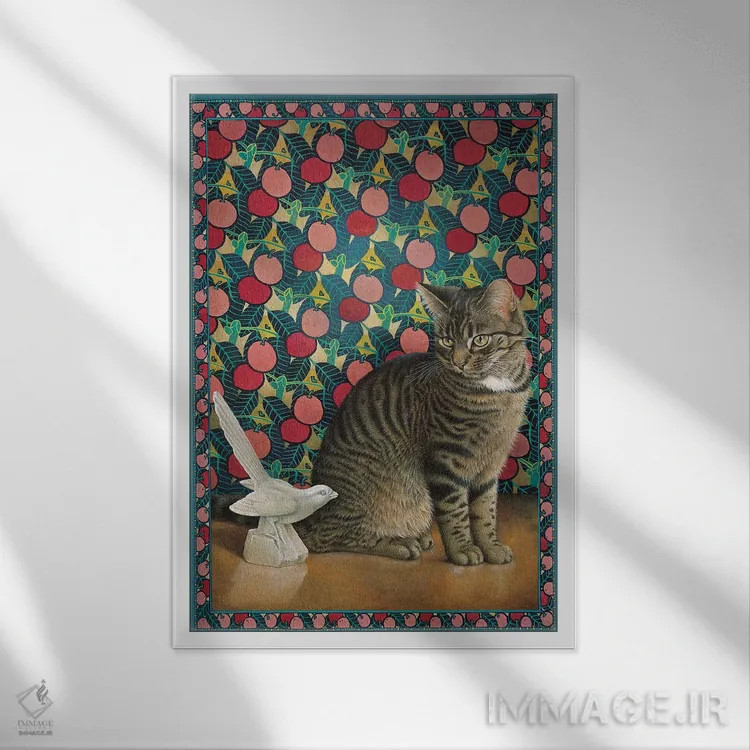 تابلو دکوراتیو ماپت و کبوتر دکو اثر آیوری کتس - نمای قابدار سفید